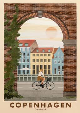 Copenhagen Denmark Travel Poster – Nyhavn & City Arch Wall Art thumbnail 1