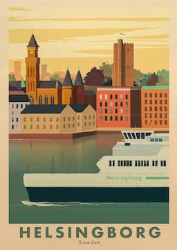Helsingborg Travel Poster – Sweden Coastal City Wall Art thumbnail 1