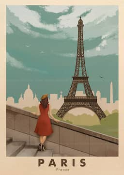 Paris Travel Poster – Eiffel Tower Romantic Wall Art Print thumbnail 1