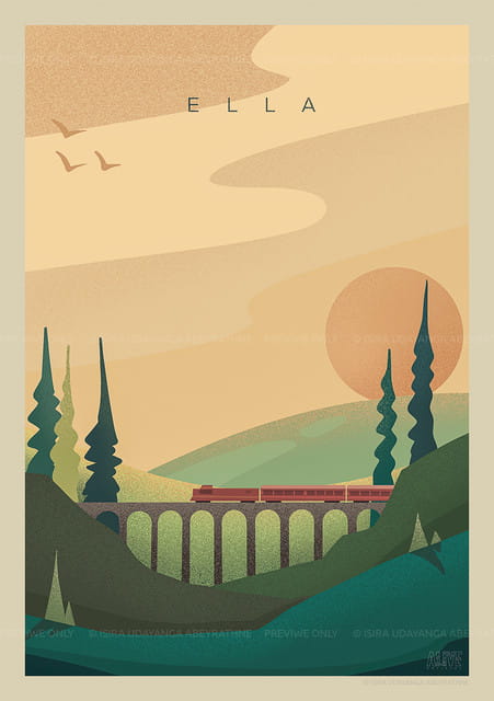 Ella Sri Lanka Travel Poster - Iconic Nine Arch Bridge Travel Poster